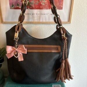 Mathew + Julian Good Old Friends Black/Brown Faux Leather Purse Shoulder Bag 🤎🩷